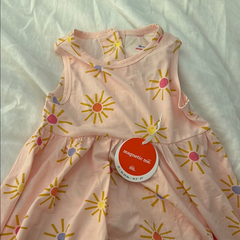 Magnetic Me Pink and Orange Pleated Sundress